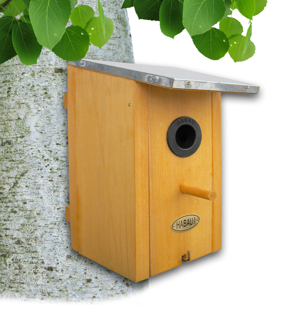 HABAU GMBH Nistkasten m.verzinkt.Blechdach montiert Fluglöcher auswechselbar