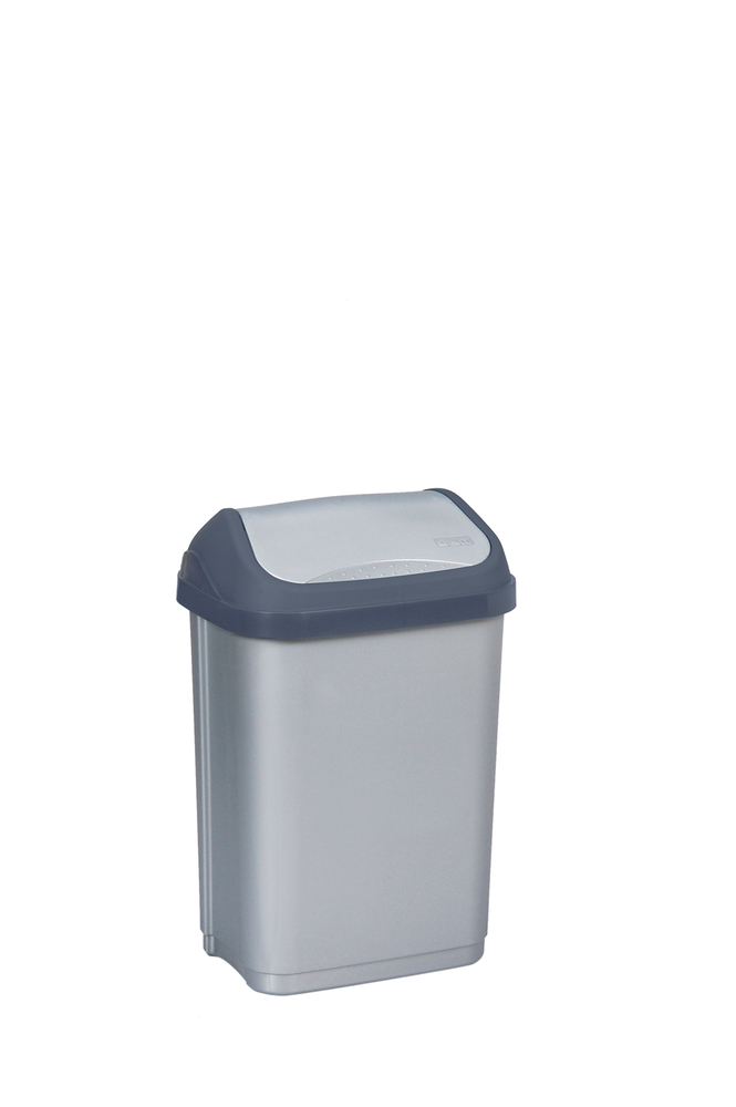 KEEEPER Abfallbehälter Swantje 10l silber/anthr. 25x19x38,5cm, mit Schwingdeckel