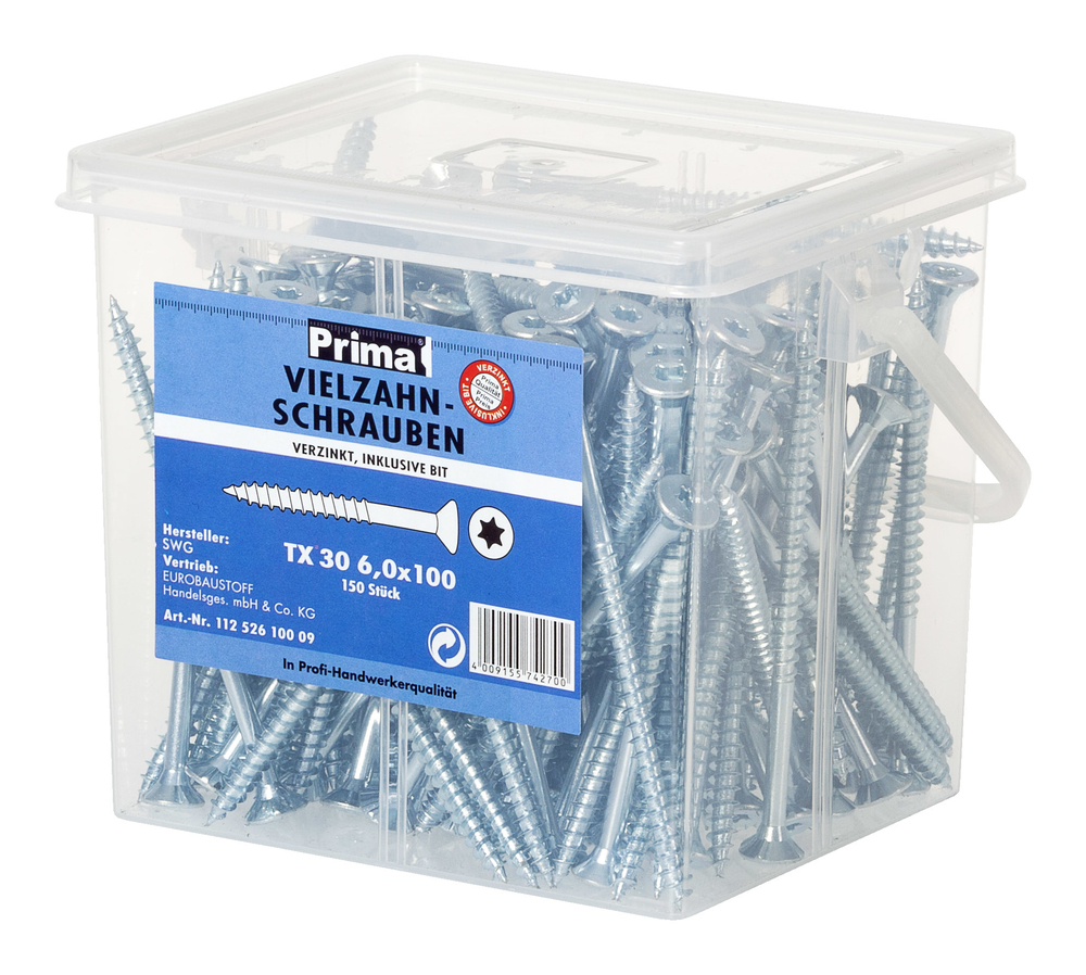 SWG SCHRAUBENWERK GMBH WALDENBURG Prima Universalschr. vz TX30 6,0x100mm mit Bit (150 Stück) PRO