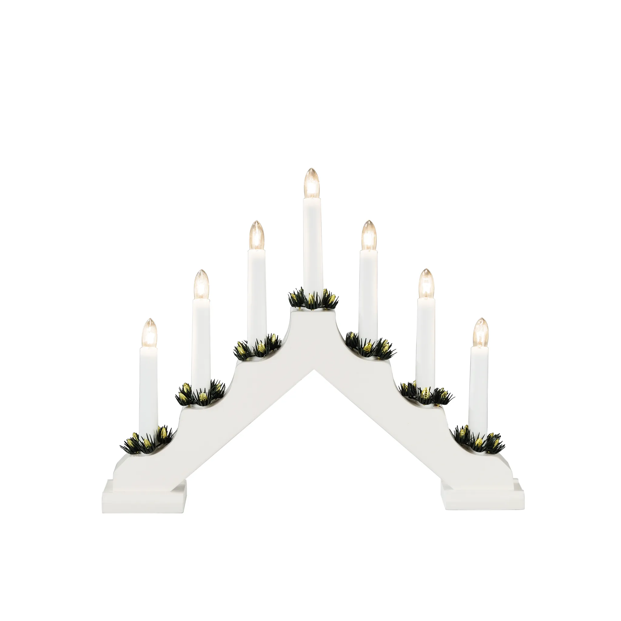 LED Holzleuchter, 7 klare LEDs, weiss