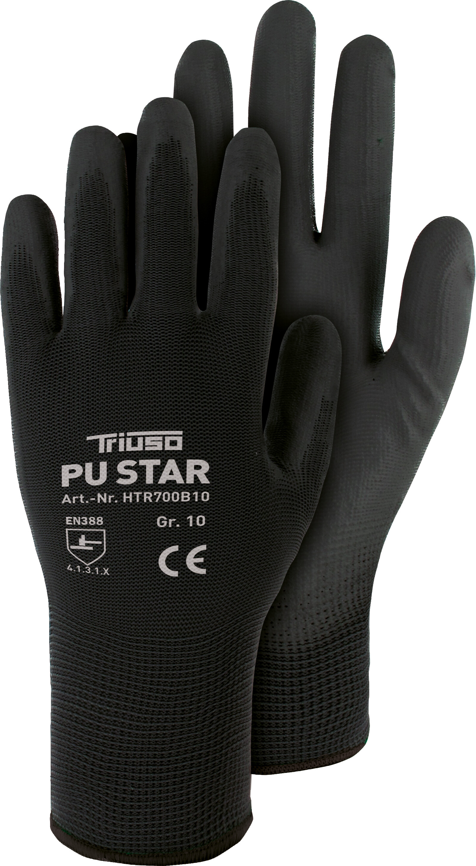 Handschuhe Polyester PU-besch. schwar 10 TRIUSO Handschuhe Polyester PU-besch. schwar 10