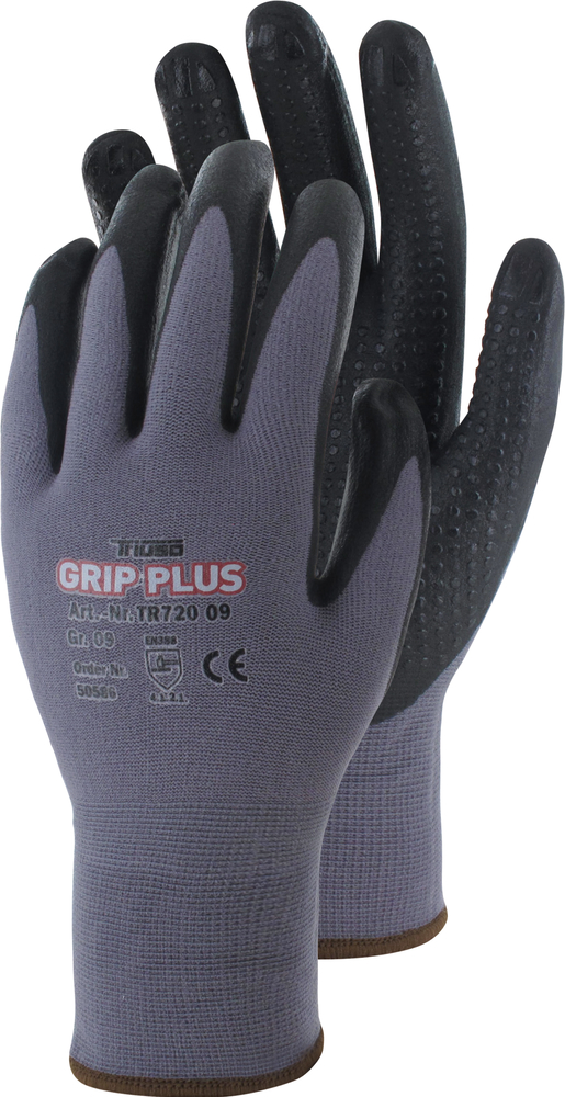 TRIUSO Handschuhe TRIUSO Grip Plus Gr. 8 PREMIUM Nitril mit Noppen