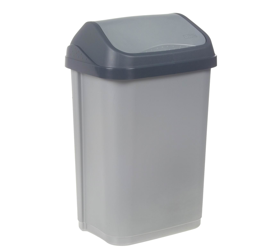 keeeper Abfallbehälter Swantje, 25 Liter, silber-anthrazit mit Schwingdeckel, Größe: 25 x 19 x 38,5cm keeeper Abfallbehälter Swantje, 25 Liter, silber-anthrazit mit Schwingdeckel, Größe: 25 x 19 x 38,5cm