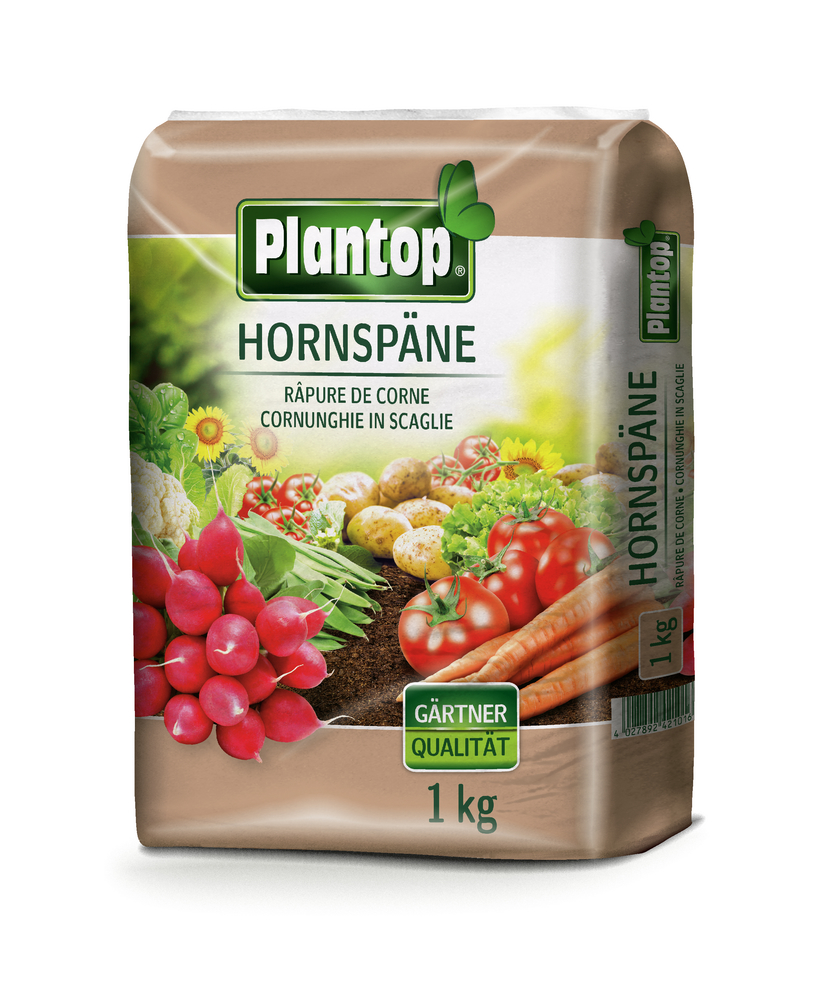 Plantop Hornspäne 1kg GREGOR ZIEGLER GMBH Plantop Hornspäne 1kg Organischer Stickstoffd. 14%N PE-Beutel