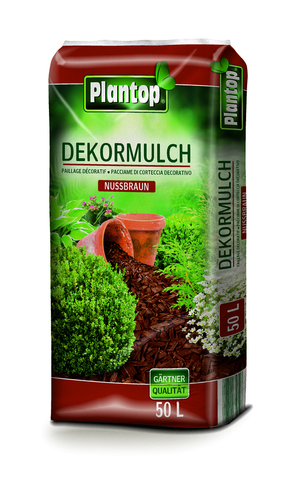 GREGOR ZIEGLER GMBH Plantop Dekor-Mulch nußbraun 50l Körnung 10-40mm TÜV geprüft für Fallsch.