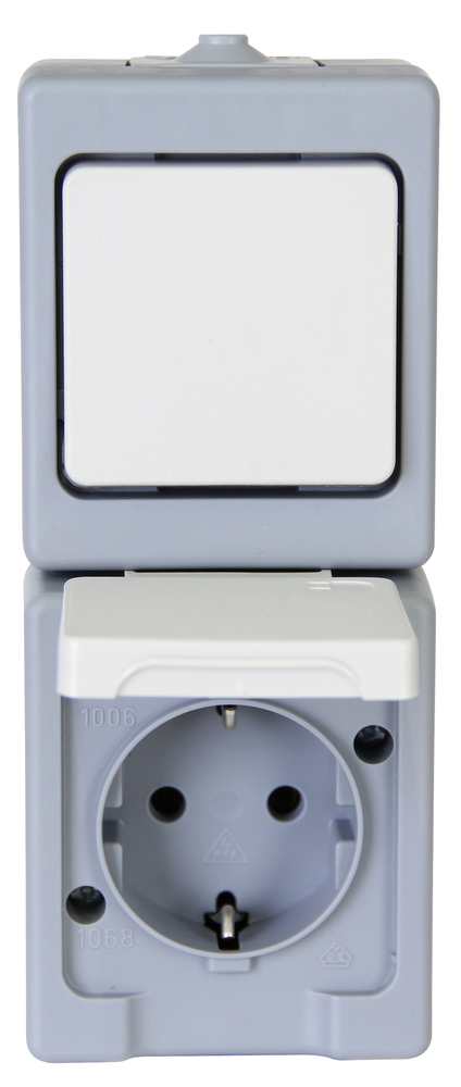 Kombination Standard Schalter/Steckdose KOPP GMBH Kombination Standard Schalter/Steckdose grau AP-Feuchtraum