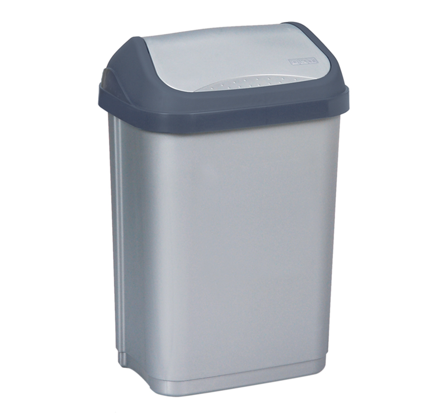 keeeper Abfallbehälter Swantje, 10 Liter, silber-anthrazit mit Schwingdeckel, Größe: 25 x 19 x 38,5cm keeeper Abfallbehälter Swantje, 10 Liter, silber-anthrazit mit Schwingdeckel, Größe: 25 x 19 x 38,5cm