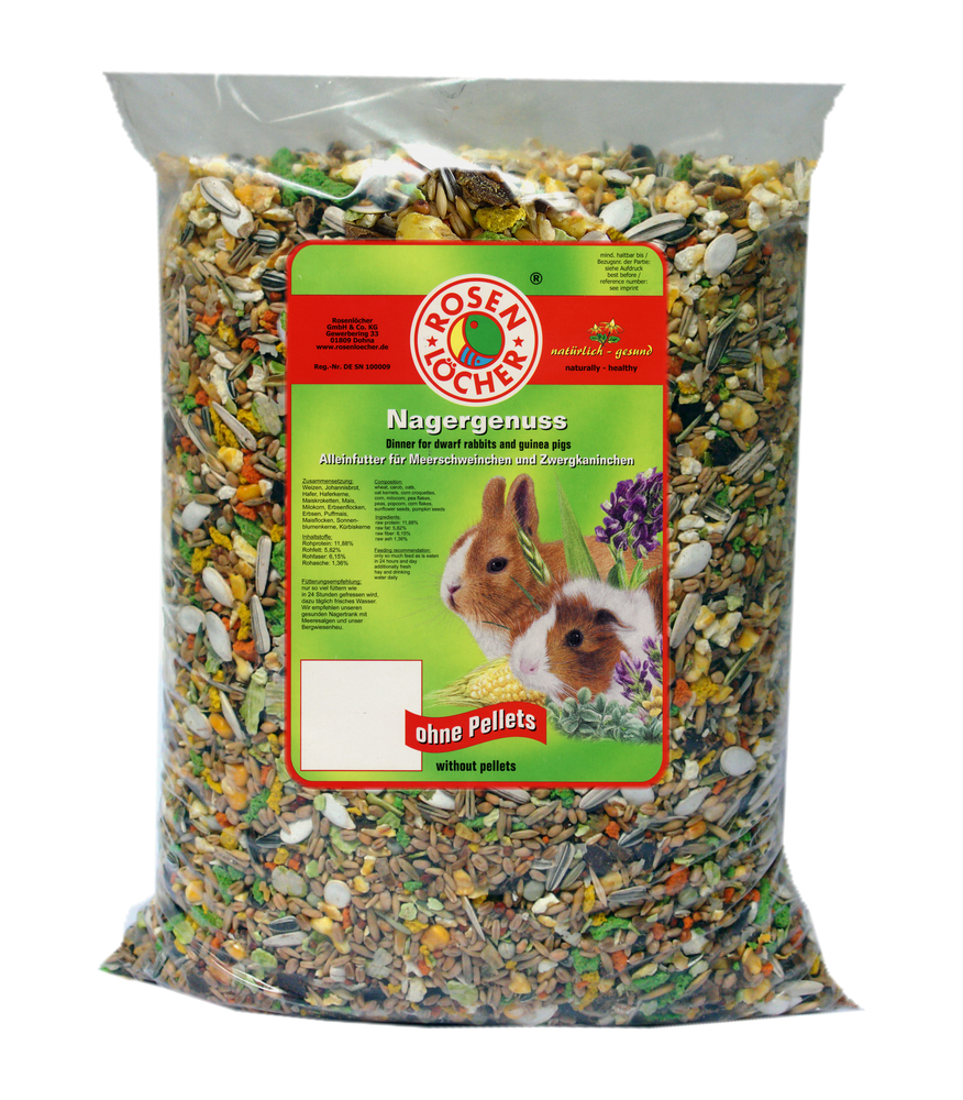 Nagergenuss 4kg ROSENLÖCHER - Nagergenuss 4kg Alleinfutter ohne Pellets
