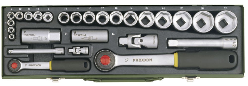 PROXXON Steckschlüsselsatz 1/2" + 1/4" 27-teilig 