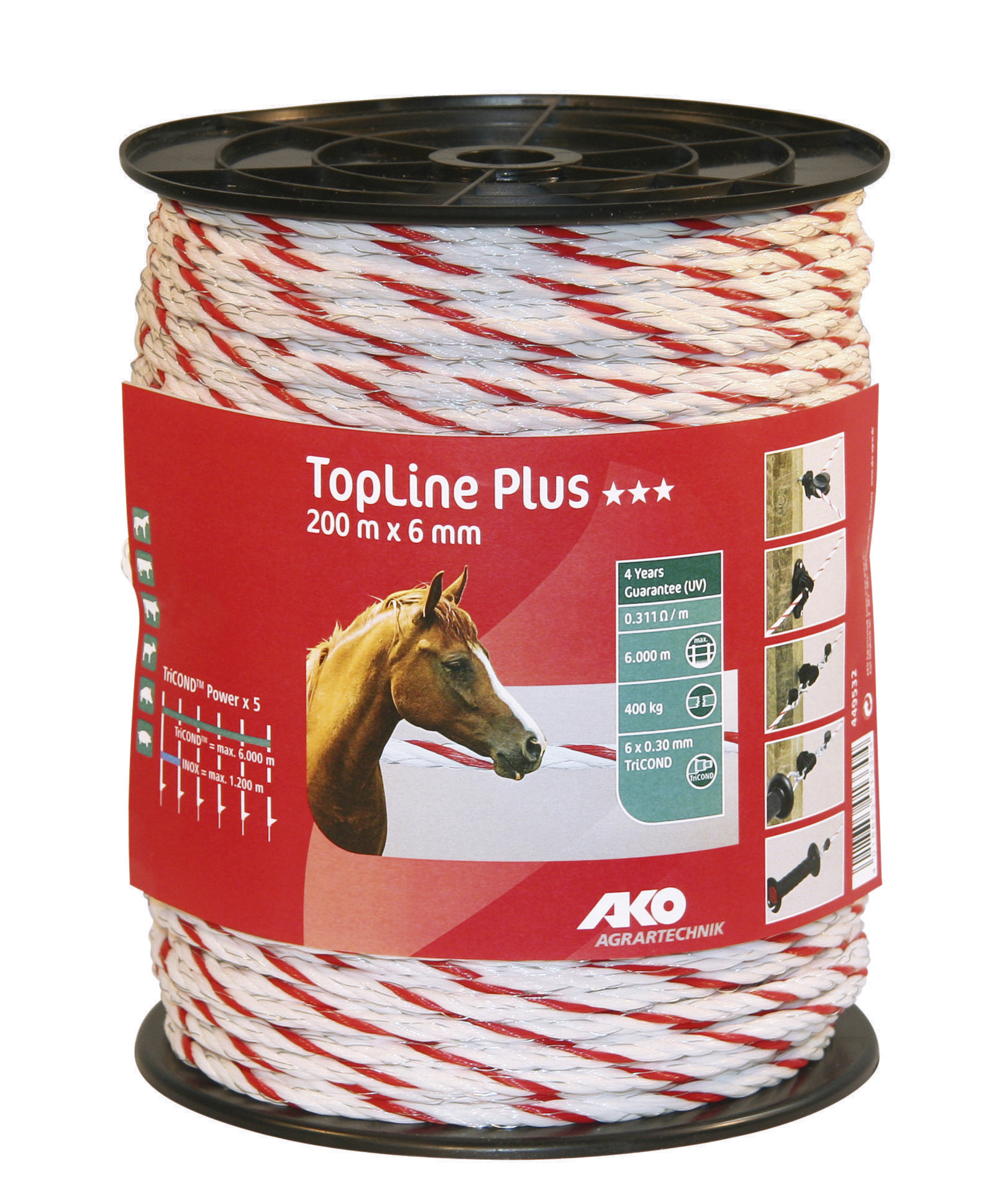 ALBERT KERBL GMBH Seil Top Line Plus 6mm 200m 6x0,30TriCond weiß/rot