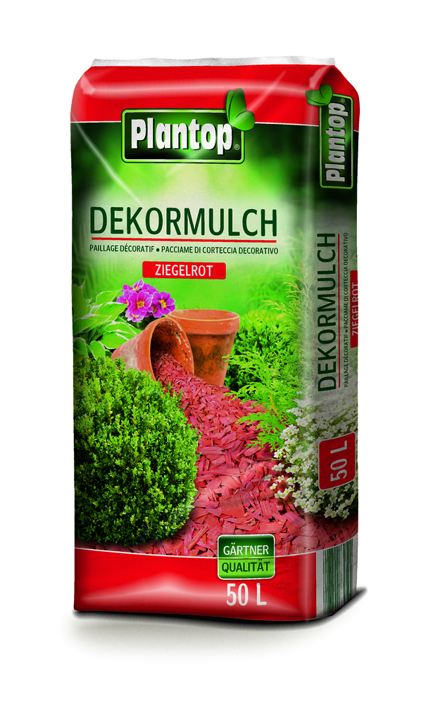 Plantop Dekor-Mulch ziegelrot 50l GREGOR ZIEGLER GMBH Plantop Dekor-Mulch ziegelrot 50l Körnung 10-40mm TÜV geprüft für Fallsch.