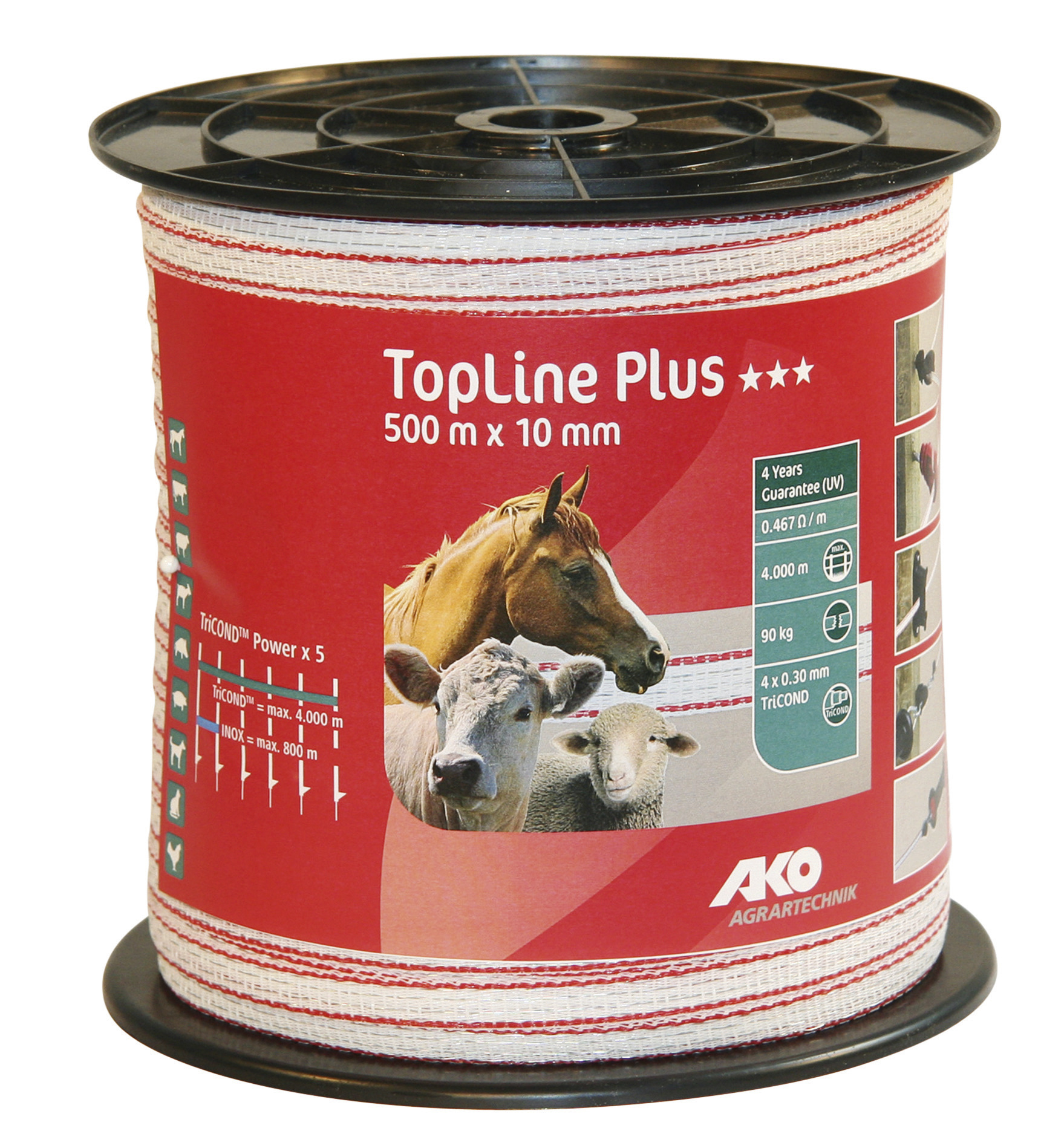 ALBERT KERBL GMBH Band Top Line Plus weiß/rot 500m 10mm 4x0,30 TriCond