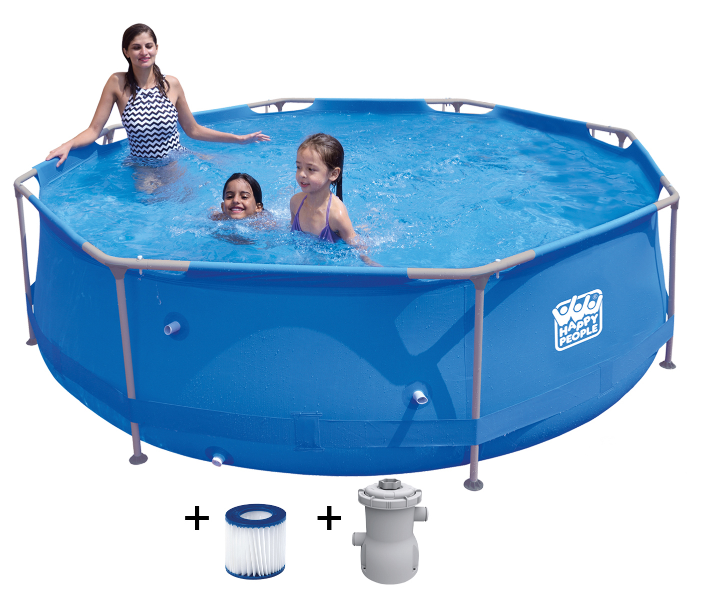 HAPPY PEOPLE GMBNH & CO.KG Stahlrahmenpool-Set blau 300x76cm 