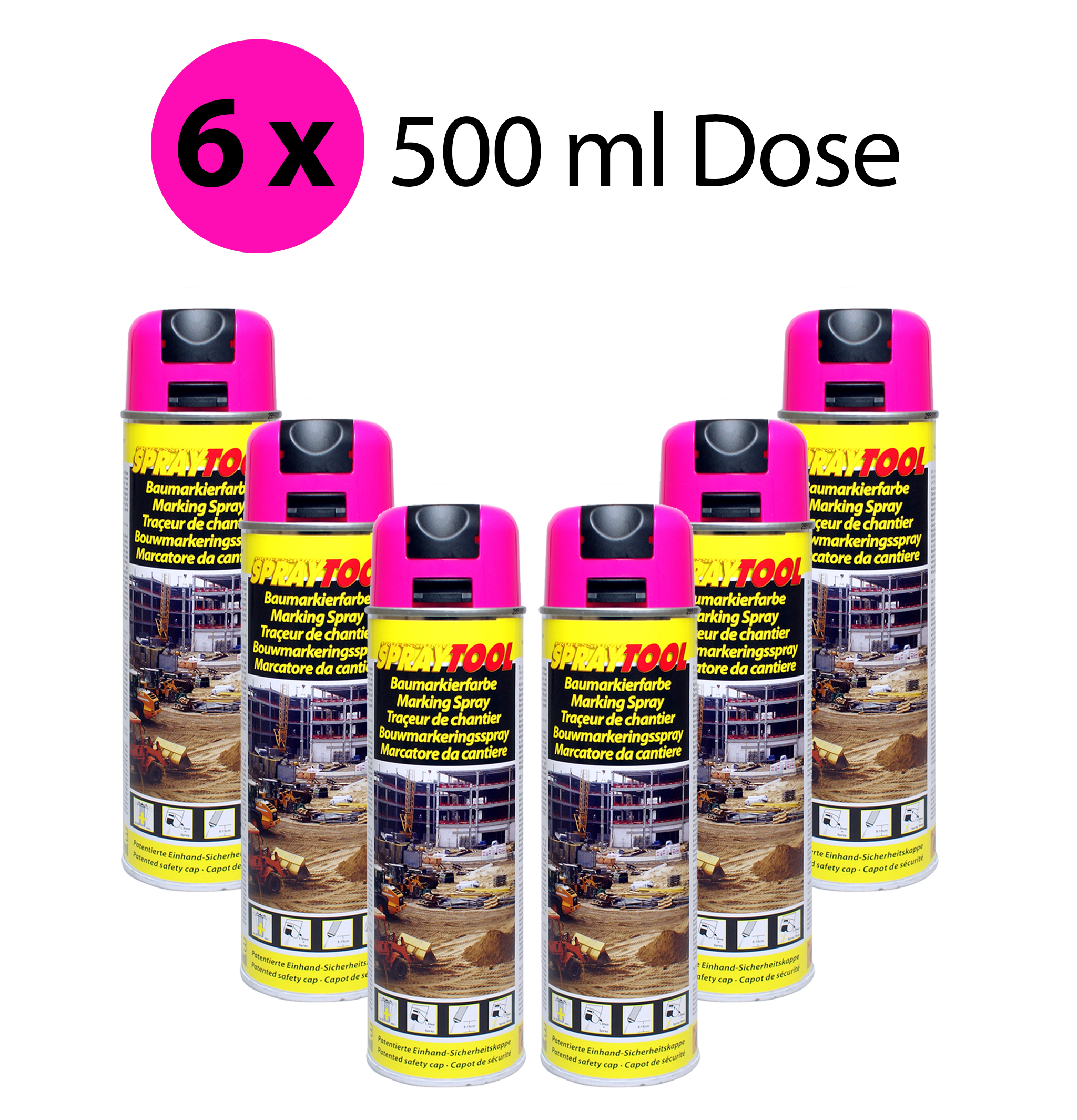 Markierspray Pink 6 x 500 ml Markierfarbe, Forstfarbe Markierspray Pink 6 x 500 ml Markierfarbe, Forstfarbe